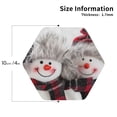 thumbnail image 2 of Lsque Christmas Snowman With Hat Pattern 4" Drink Coasters Set of 4, PVC Leather Absorbent Coasters, Table Coaster Set Decorative Coffee Cup Coasters Housewarming Gift -Hexagon, 2 of 6