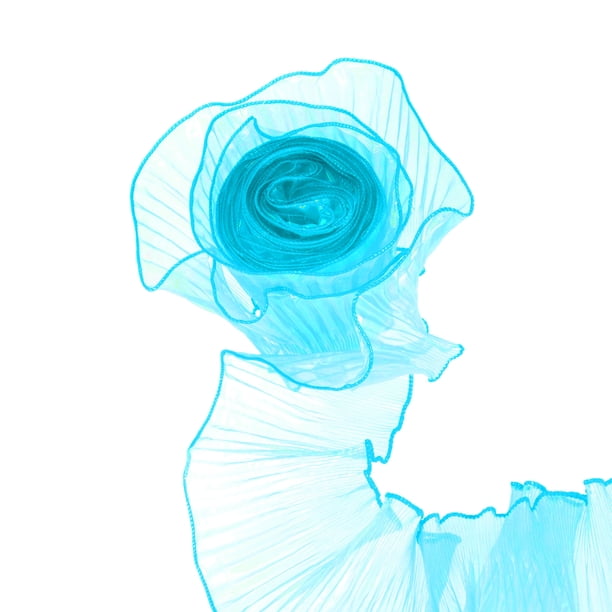 Borde de Organza Plisado con Volantes de 5.5" x 5.5 Yardas, Cinta de Encaje Plisado Iridiscente para Manualidades de DIY, Vestido, Ropa, Regalo de Boda, Decoración del Hogar, Azul Lago