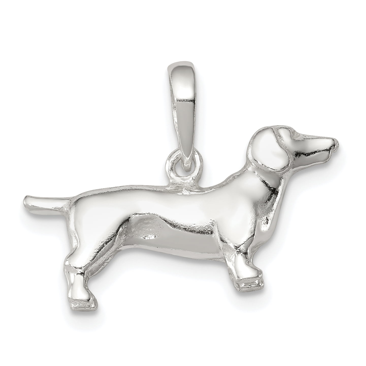 Made USA,18" Italian Box Chain Sterling Silver DACHSHUND DOG 3D Pendant Charm 