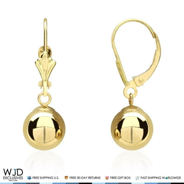 Wjd Exclusives 14K Yellow Gold Leverback 8mm Ball Dangle Drop
