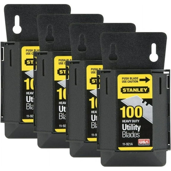 4 Pack of Stanley 11-921A 1992 Heavy Duty Utility Blades w/Dispenser 100 blades per Package