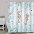 thumbnail image 2 of Coastal Seahorse Shower Curtain Starfish Coral Beach Ocean Decorative Bath Curtain 72 x 72 Inch Polyester Fabric Machine Washable Waterproof Bathroom Curtain with 12 Hooks, 2 of 6