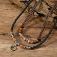 thumbnail image 7 of HETICA Bohemian Heart Necklace with Turquoise & Wood Beads, Adjustable Hemp Cords, Layered Design (Women's), 7 of 7