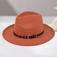 thumbnail image 3 of Women's British Jazz Hat Ladies Wide Brim Fedora with Chain Cowboy Style for Winter Fashion Red One Size, 3 of 3