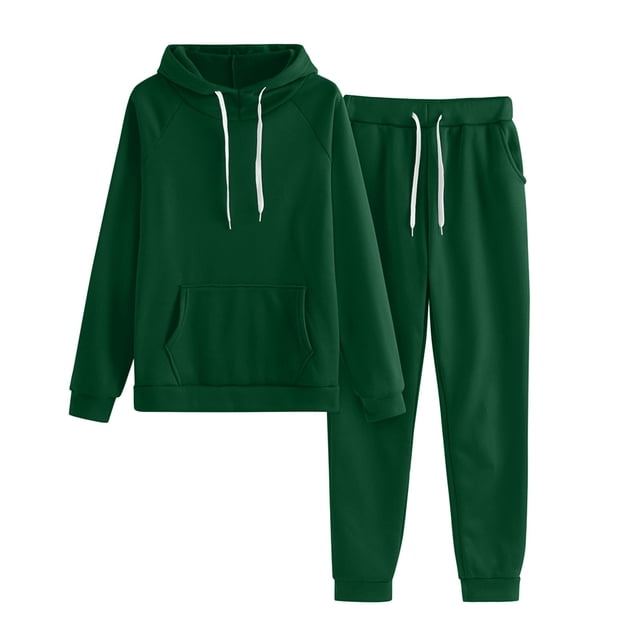 Women's Solid Color Hooded Tracksuit Set - Polyester Sport Suit for Workout/Running (S-XXXXL)