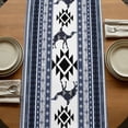 thumbnail image 5 of Table Runners 48 Inches Long Dress Scarves, Navy Blue Boho Farmhouse Kitchen/Dining Table Runner, Short Coffee Tablerunners, Vintage Abstract Art Ethnic Tribe 13x48 Inch, 5 of 9