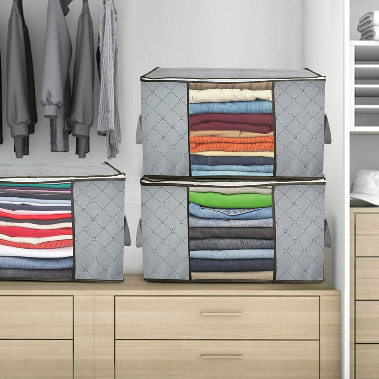 Nefoso Clothes Storage Bags, 3Pcs Closet Storage Organizers, 90L