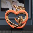 thumbnail image 3 of Estatua de fruta de cerámica nórdica, arte en corazón hueco, escultura de pájaros dorados Naranja Zulema Estatuilla de cerámica, 3 of 8