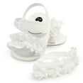 thumbnail image 4 of Uccdo Summer Baby Girls Sandals Newborn PU Leather Casual Ruffled Flats Walking Shoes+Headband 0-18M, 4 of 4