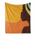 thumbnail image 1 of African Soft Flannel Fleece Throw Blanket, Teenage Girl Face Profile Abstract Sunset Calm Evening, Cozy Plush for Indoor and Outdoor Use, 50" x 60", Orange Salmon Dark Brown, by Ambesonne, 1 of 6