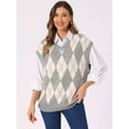 thumbnail image 2 of DARING DIVA Plus Size Contrast Color Sweater Vest Knit Pullover M Grey, 2 of 5