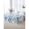 thumbnail image 6 of Twin XL Flat Sheet 66"x102", Navy Blue Flowers Soft Lightweight Bedding Flat Sheets Only, Watercolor Summer Botanical Floral Brushed Microfiber Top Bed Sheet, Breathable StainResistant Bedsheets, 6 of 9
