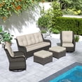 thumbnail image 2 of Joyside 5 PCS Wicker Patio Furniture Set, Rattan Patio Chairs with Sofa and Ottomans, Deep Seating, High Back, Thick Cushions, Outdoor Furniture Set for Deck Porch, Beige, 2 of 8