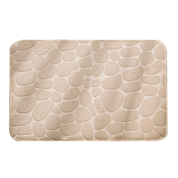 LYCAQL Memory Foam Bath Mat Cobblestone Bathroom Rugs Super Water Absorbent Machine Washable Bath Rugs(Beige)