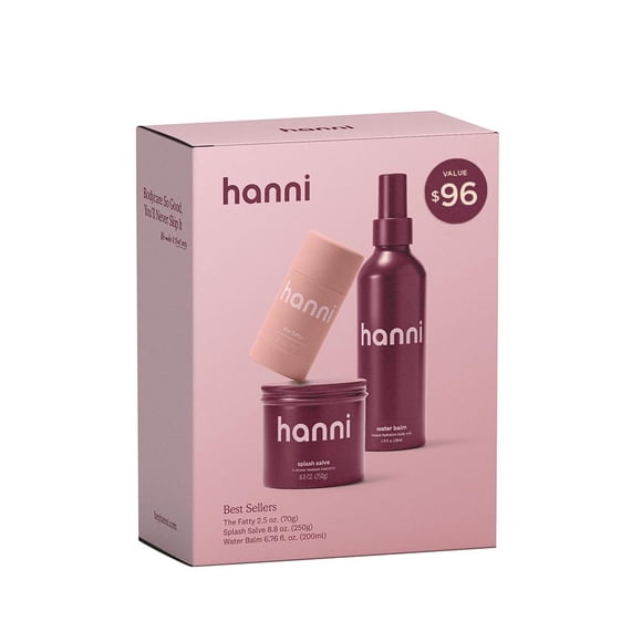Set de regalo HANNI Trio Splash Salve, bálsamo de agua y humectante graso