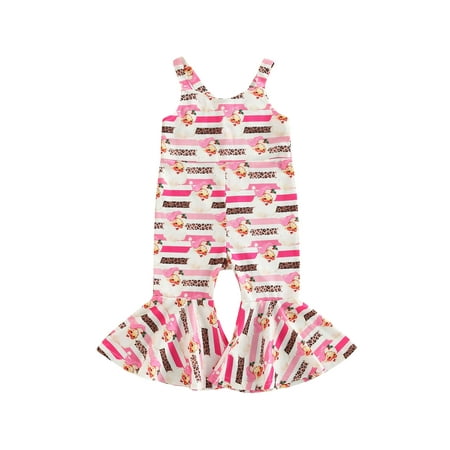 

Toddler Baby Girl Christmas Dungarees Romper Santa Bell Bottom Jumpsuit Cute Overalls Flared Pants Outfit