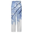 thumbnail image 5 of Blue Floral Branches Print Winter Female Pants Flannel High Waist Women Pants Lady Warm Straight Leg Plush Trousers, 5 of 7