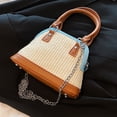 thumbnail image 2 of Bolsos tejidos a mano para mujer cadena de verano bolso tejido para mujer bolsos cruzados con costuras de PU FLhrweasw Nuevo, 2 of 9