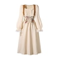 thumbnail image 1 of DXOUPM Dresses for Girls Spring and Summer Fashionable Splicing Waist Long Sleeved Dress, 1 of 3