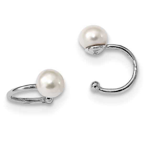 Primal Silver Sterling Silver Rhodium-plated Freshwater Cultured Pearl Cuff Earrings