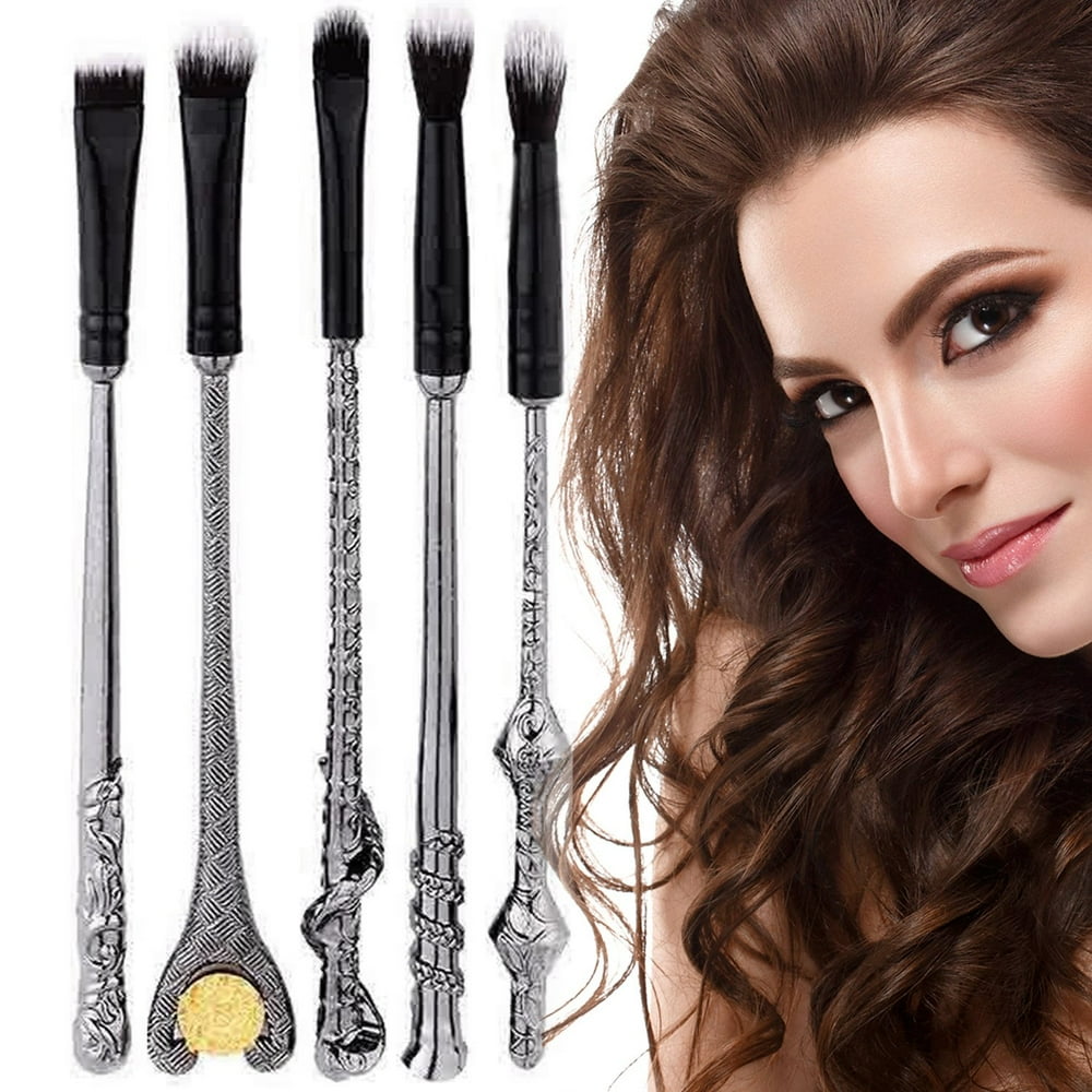 Harry Potter Wand Makeup Brush Set 5 Piece Black and Silver Walmart