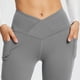 thumbnail image 5 of Leggings acampanados para mujer, pantalones de yoga - Tejido elástico en 4 direcciones con bolsillos laterales - Cintura en forma de V para fitness/ropa informal, 5 of 7