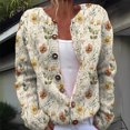 thumbnail image 2 of Kaondbfi Women's Cardigan, Open Front Cardigans Cute Flower Print Sweaters Crew Neck Button Down Trendy Fall Tops Coat Winter Coat for Women, 2 of 4