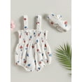 thumbnail image 4 of Bagilaanoe 4th of July Newborn Baby Girl Rompers Print Sleeveless Bodysuit + Headband 3M 6M 12M 18M Infant One Piece Short Jumpsuit for Independence Day, 4 of 9