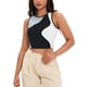 thumbnail image 1 of ATHLECHIC Camiseta sin mangas de verano de bloques de color para mujer, con cuello redondo, básica, para salir, talla XL, negro y gris, 1 of 5
