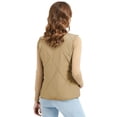 thumbnail image 5 of Women's Vests Outerwear Stand Collar Zip Solid Color Zipper Sleeveless Lightweight Padded Gilet with Pockets Khaki S, 5 of 9