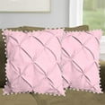 thumbnail image 2 of 2 Piece Pom-Pom Pinch Pleated Solid Light Pink European Pillow Shams, (European 26x26 Pillow Cover), 100% Egyptian Cotton, 800 Thread Count, European Size, 2 of 3