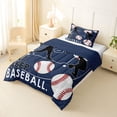 thumbnail image 3 of Castle Fairy Eat Sleep Baseball Twin Comforter Sets 2pcs, Sport Theme Bedding Set, Navy White,Navy Blue Reversible,1 Comforter and 1 Pillowcase, 3 of 6