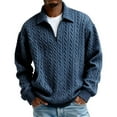 thumbnail image 4 of Mens Quarter Zip Sweater Long Sleeve Cable Knit Neck Polo Soft Casual Pullover Sweaters Navy S, 4 of 4