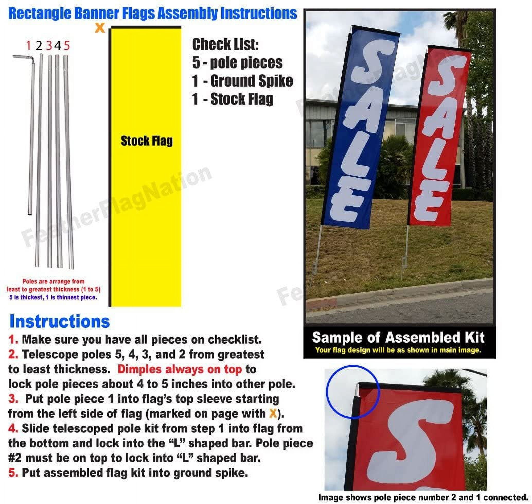 Open Weekends Rectangle Feather Banner Flag Sign with Pole Kit and Ground Spike for Outdoor Advertising, Large Signs for Businesses