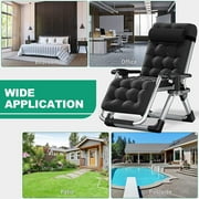 Slsy Outdoor Padded Zero Gravity Lounger, Black, Recliner with Cushion & Cup Holder, Supports 440lbs