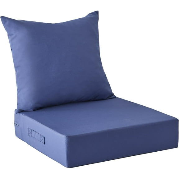 Cushions for Patio Furniture,Outdoor Seat Cushion Set 24 x 24 x 5.75 Inch,Waterproof & Fade Resistant Outdoor Chair Cushions,Deep Patio Chair Cushion with Removable Cover,Navy Blue