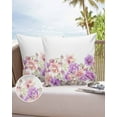 thumbnail image 6 of Pack of 2 Outdoor Pillow Covers, Spring Farmhouse Style Plant Blue and Pink Flowers Waterproof Square Throw Pillowcase Cushion Decorative Pillow Covers for Couch Patio Tent, 24x24 in, 6 of 6