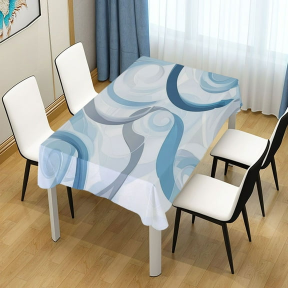 54x54 Inch Tablecloth Polyester Square Tablecloth for Home Kitchen Dinner Decor Blue and Gray Swirls