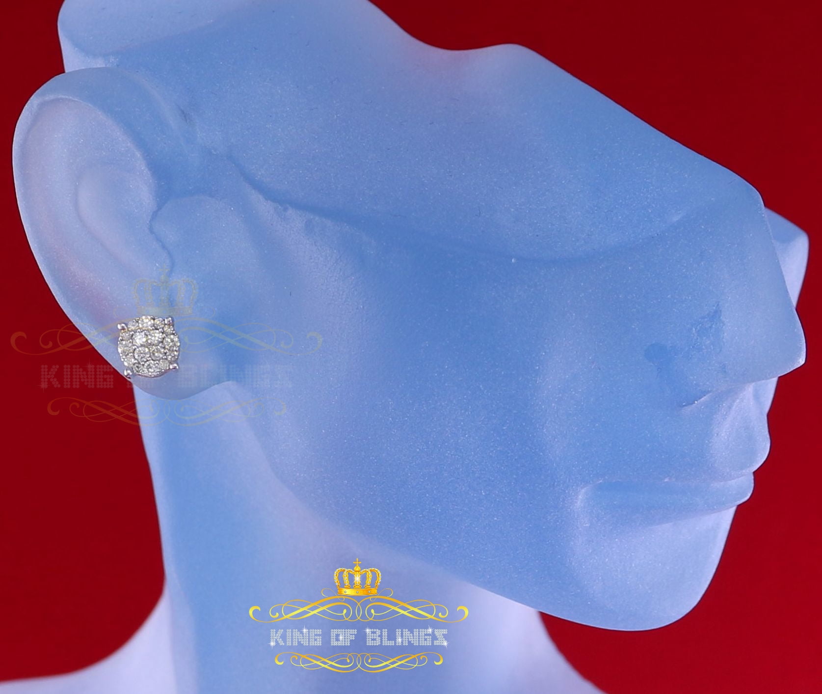King of Bling's 10K Real Yellow Gold Real Diamond 0.50CT Men's/Women's Stud Round Earrings