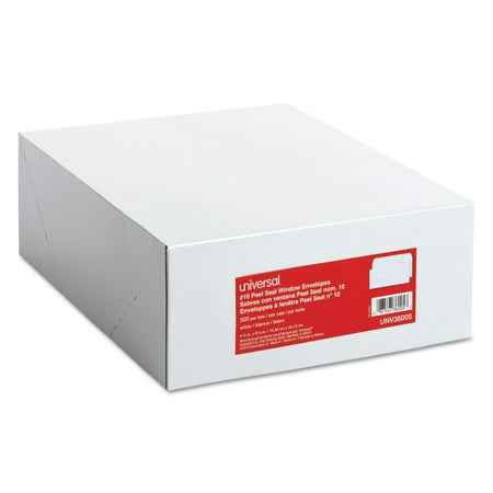 UPC: 0087547360057 | Universal Pull & Seal Business Envelope  #10  Window  White  500/Box (UNV36005)