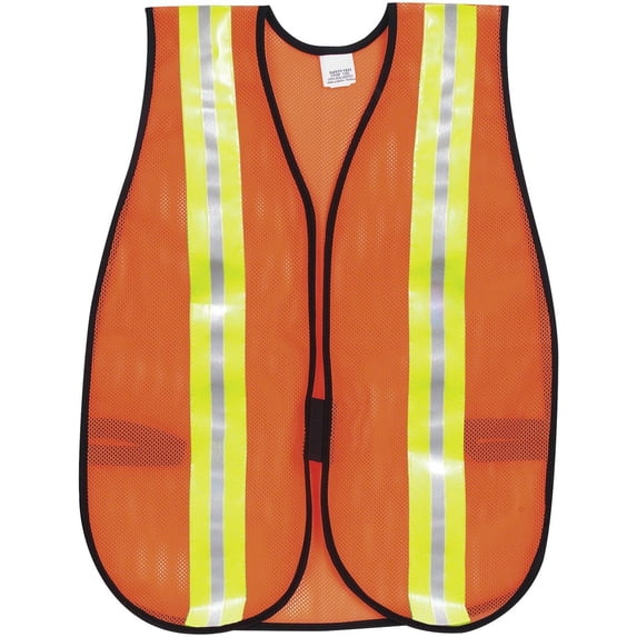 Crews Reflective Fluorescent Safety Vest - Elastic Strap, Hook & Loop, Comfortable, Washable, Lightweight, Reflective Strip, Reflective Front & Back - | Bundle of 2 Each
