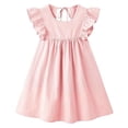 thumbnail image 7 of Crunowin Girls Summer Dress Sleeveless Round Neck Linen Look Flutter Sleeve Detail Kids Casual Summer Dress Pink Size 1T, 7 of 7