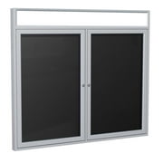 Ghent 36"x60" 2-Dr Silver Aluminum Headliner Vinyl Letterboard - Black