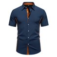 thumbnail image 2 of Mens Button Down Shirt Casual Regular Fit Classic Shirts Slim Fit Solid Color Fashion Summer Clothing Navy Size M, 2 of 4