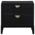 thumbnail image 2 of Jack Nightstand, 2 Drawers, Gold Metal Handles, Wire Brushed Black Wood, 2 of 2
