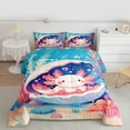 thumbnail image 2 of Manfei Funny Axolotl Child Full Size Comforter Sets, Blue Pink Cartoon Bedding Comforter Set, Kawaii Cute Seashell Sealife Reversible Bedding Sets, Ultra Soft Home Decor, 3pcs, 2 of 8