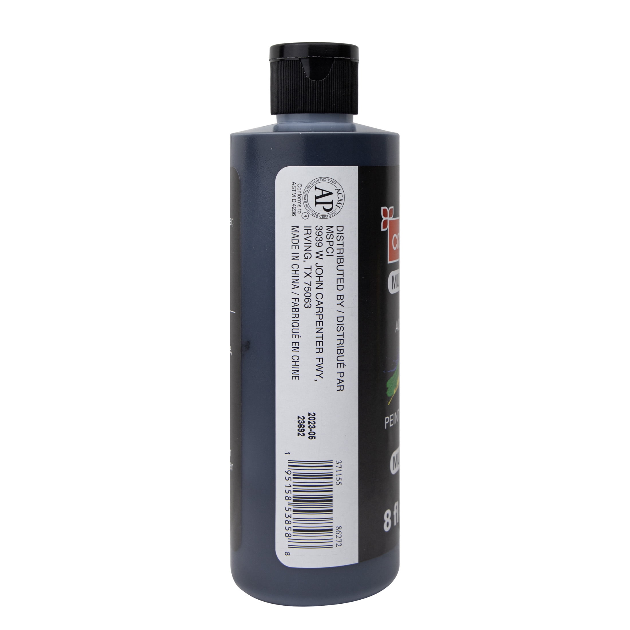 Craft Smart Black Premium Satin Acrylic Paint - Multi-Surface, Water-Based, Weather Resistant & Dishwasher Safe, 8 Pack