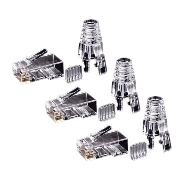 150 Piezas Cat6 RJ45 Conector Cable UTP Jack Ethernet 8P8C Red 6 Enchufes Modulares con Tapas RJ45 de 6.5 mm