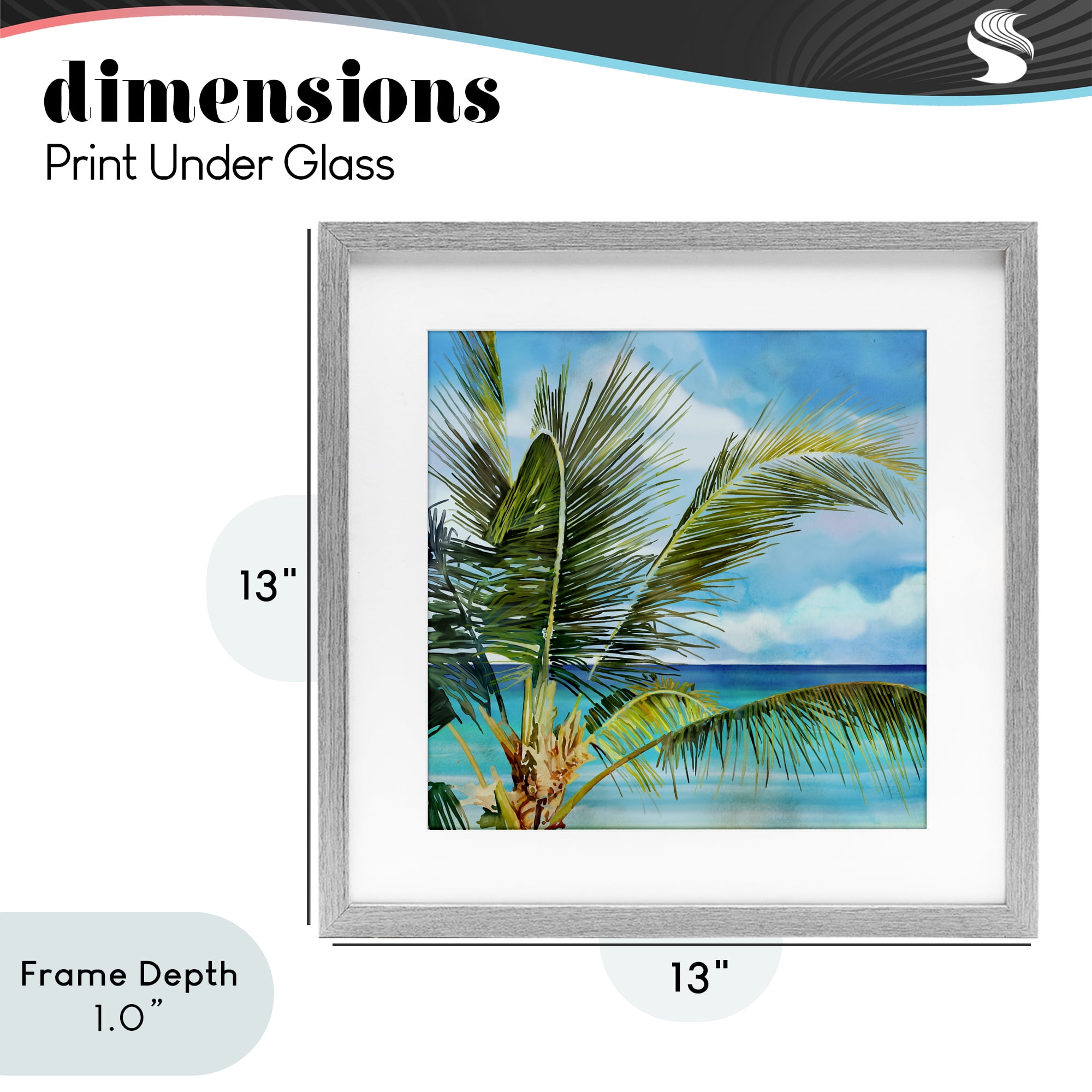 Stupell Industries Lush Palm Watercolor View Gray Framed Print Under Glass, design by Mauro Devereaux