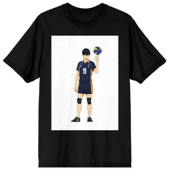 Haikyu Anime Cartoon Tobio Kageyama Character Men's Black Graphic Tee-M